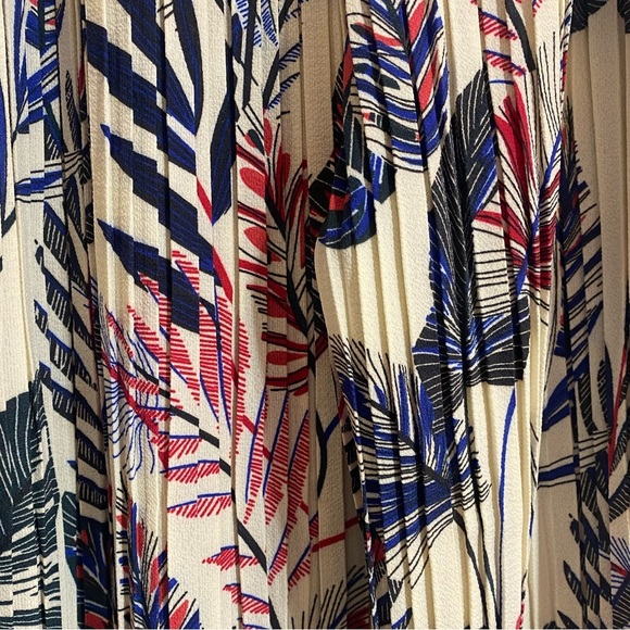 Alice Blue Pleated Wide Leg Tropical Novelty Flowy Belted Pants Size Medium - Picture 7 of 10